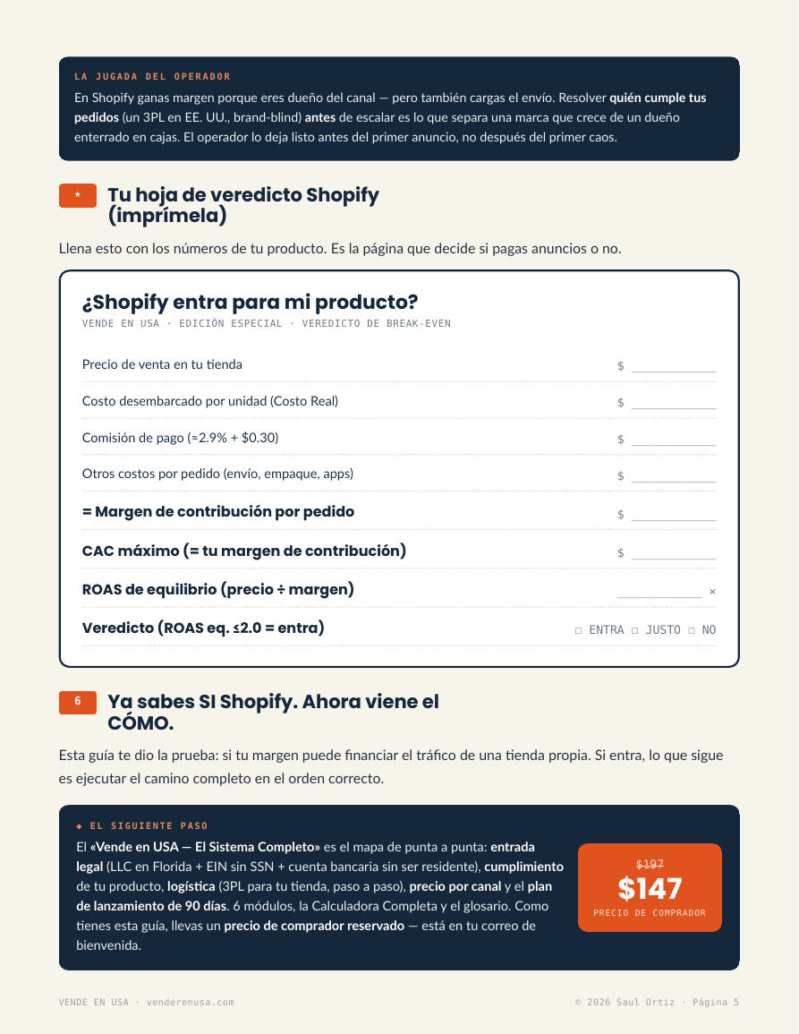 Página de la guía: Shopify vs marketplace y el envío