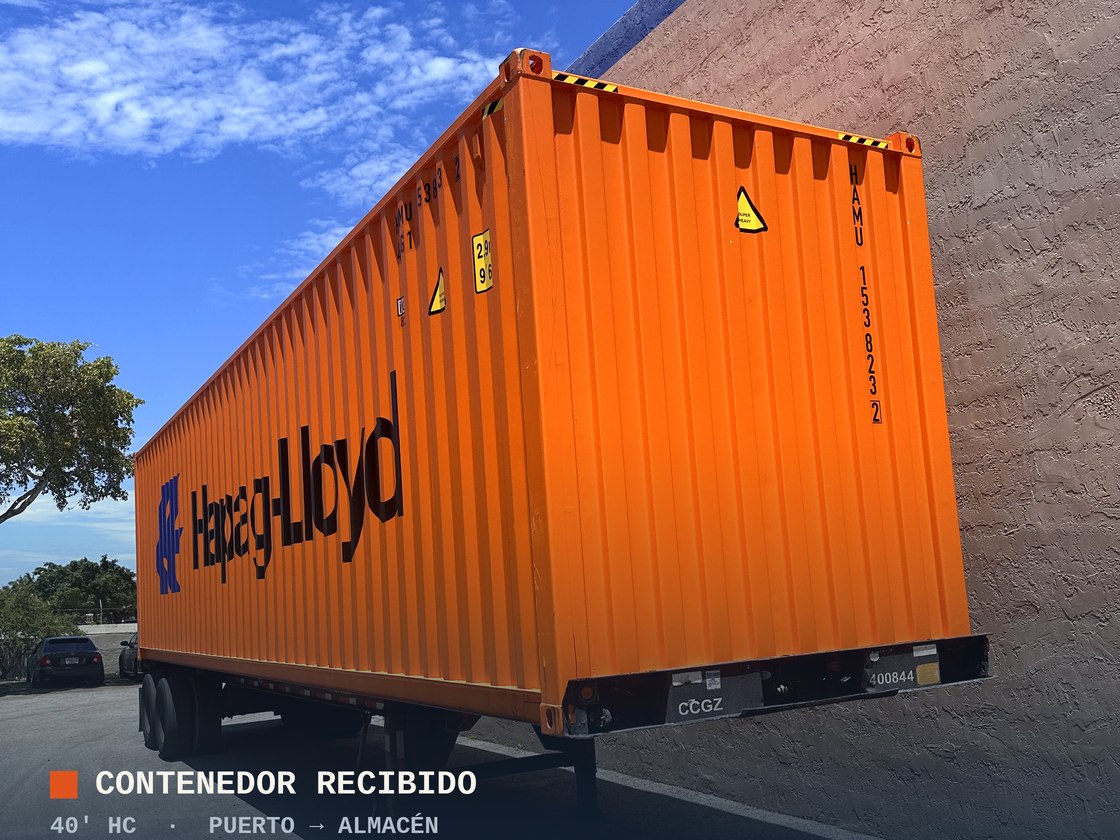 Contenedor Hapag-Lloyd de 40 pies recibido en Miami